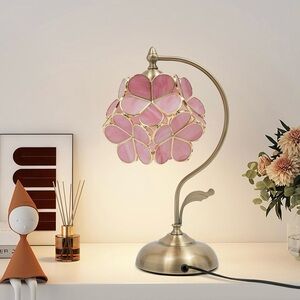 Perfect Gift/Housewarming Gift Pink Flower Lamp/new Stained Glass Bedside Light